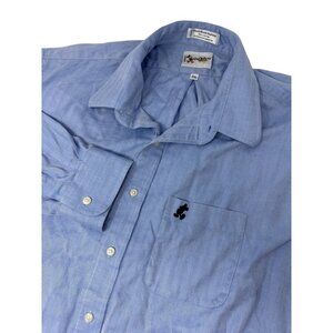 Walt Disney World Button Up Dress Shirt XXL Men's Long Sleeve Micky Logo Blue